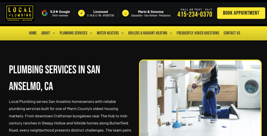 Screenshot of Local Plumbing website