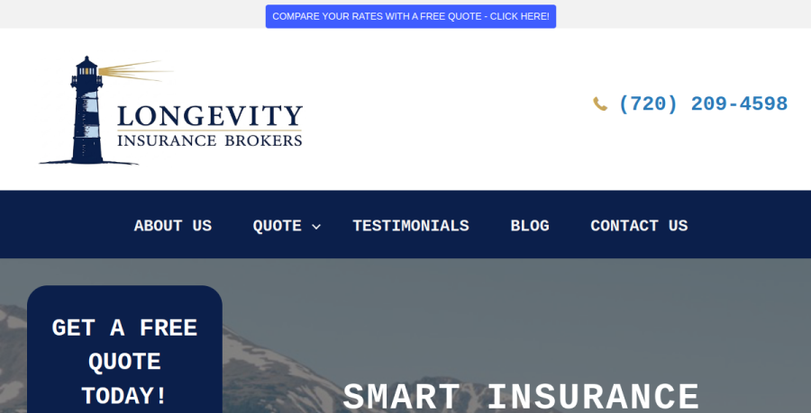 Screenshot of Longevity Brokers website