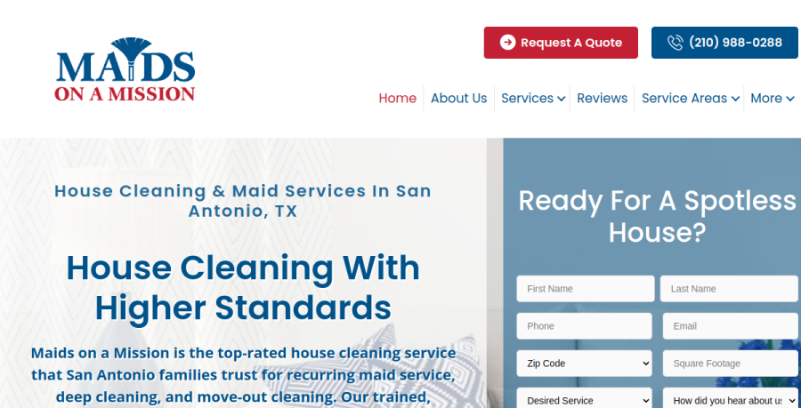 Screenshot of Maids On a Mission website
