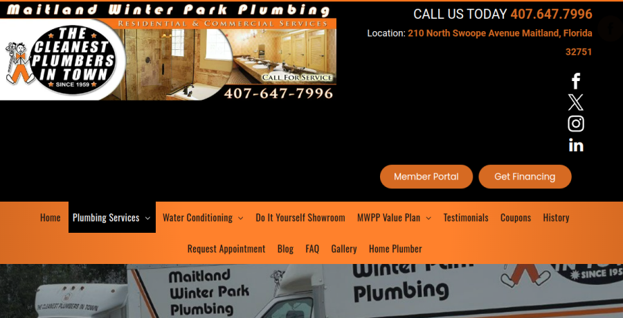 Screenshot of Maitland Winter Park Plumbing website