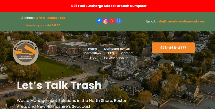 Screenshot of Meadows Disposal Co. website