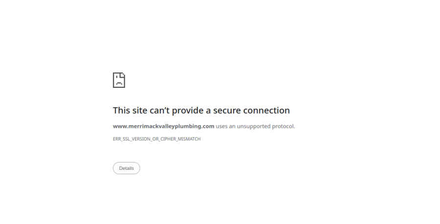 Screenshot of Merrimack Valley Plumbing LLC website