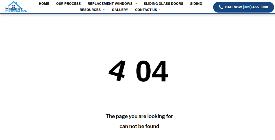Screenshot of Midwest Window Company website