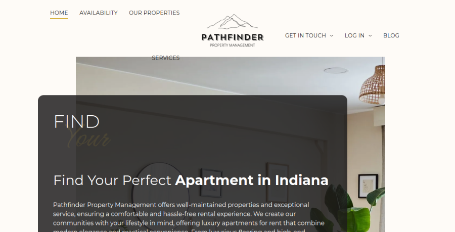 Screenshot of Pathfinder Property Management website