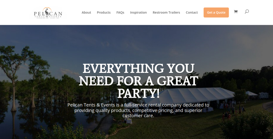 Screenshot of Pelican Tents & Events website