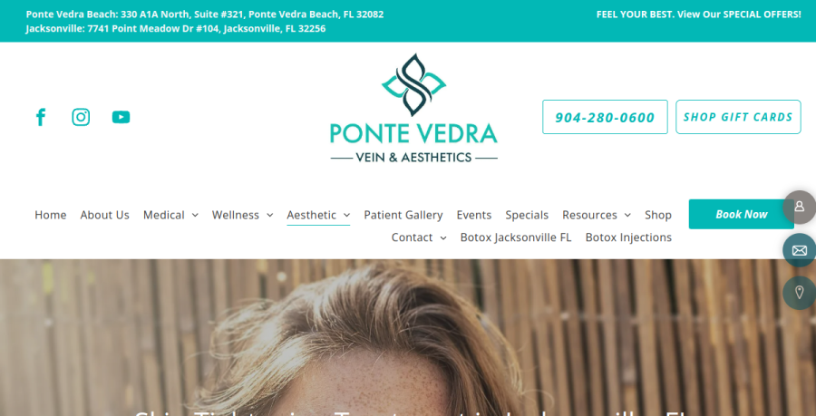 Screenshot of Ponte Vedra Vein Institute website