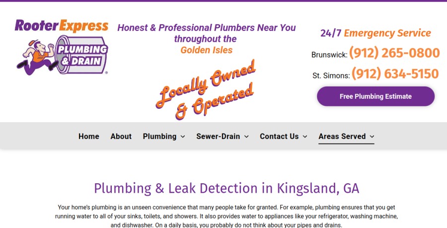Screenshot of Rooter Express Plumbing & Drain website
