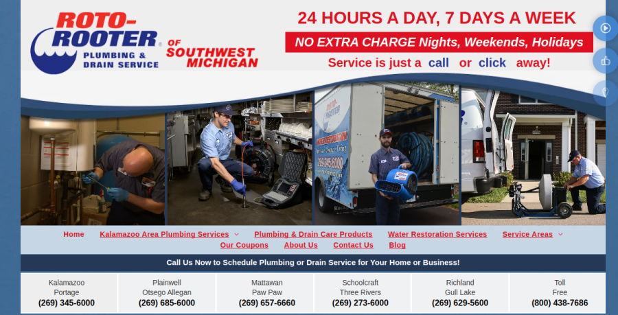 Screenshot of Roto Rooter Plumbing Service website