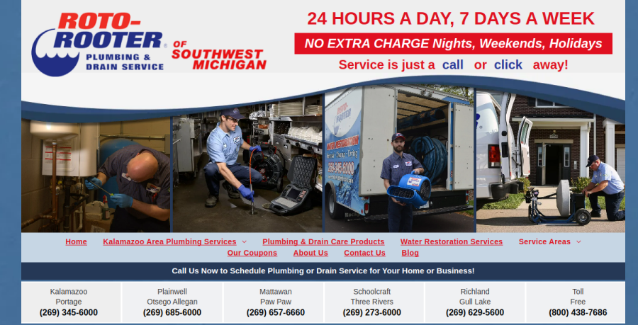Screenshot of Roto Rooter Plumbing Service website