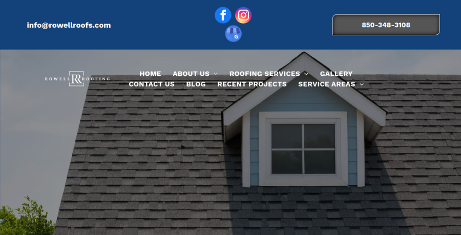 Screenshot of Rowell Roofing website