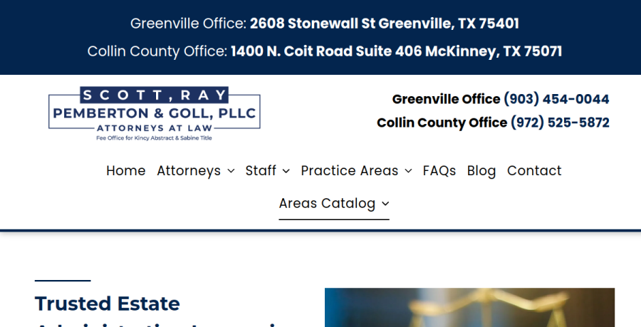 Screenshot of Scott, Ray, Pemberton & Goll, PLLC website