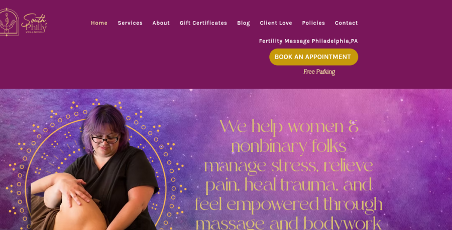 Screenshot of South Philly Wellness website