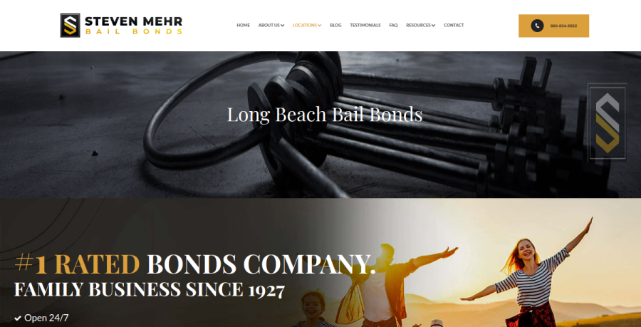 Screenshot of Steven Mehr Bail Bonds website