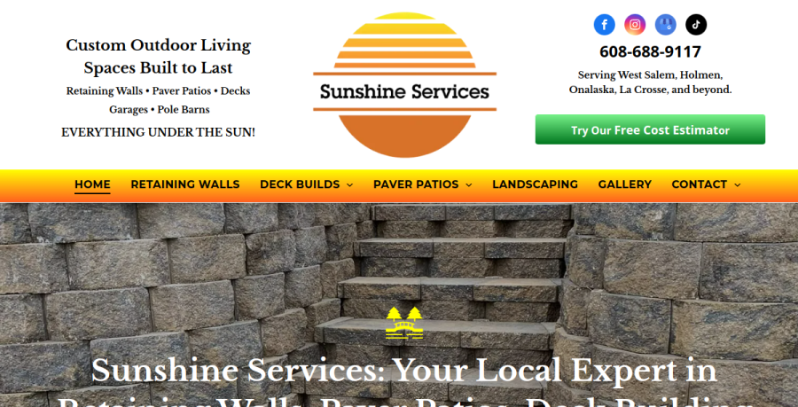 Screenshot of Sunshine Services website