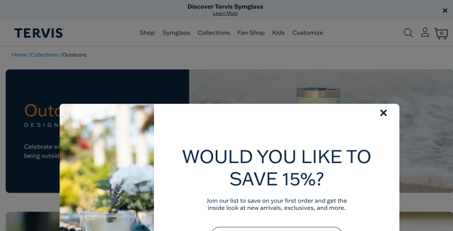Screenshot of Tervis Tumbler Headquarters website