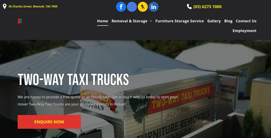 Screenshot of Two Way Taxi Trucks website