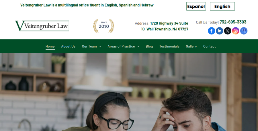 Screenshot of Veitengruber Law website