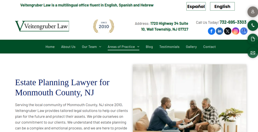Screenshot of Veitengruber Law website