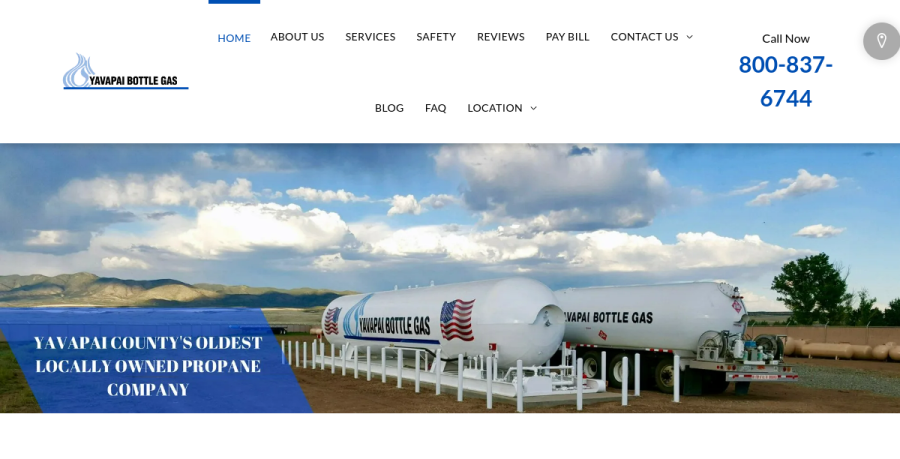 Screenshot of Yavapai Bottle Gas website