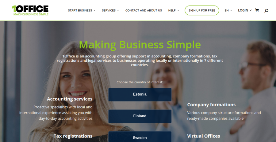 1Office website screenshot