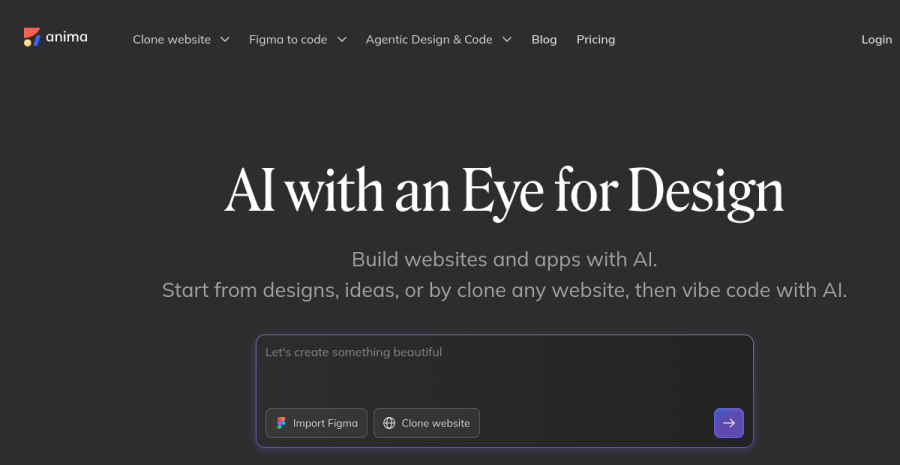 Anima website screenshot