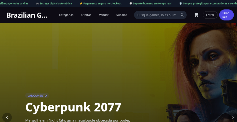 Captura do site braziliangames.com.br
