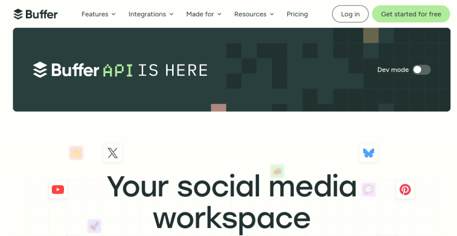 Buffer website screenshot