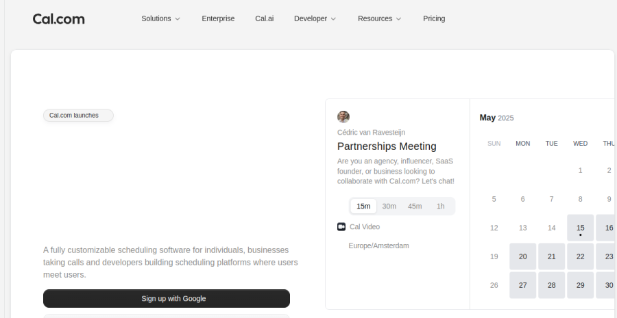 Cal.com website screenshot