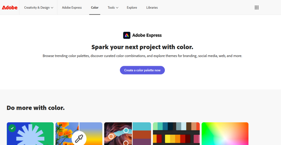 Adobe Color 메인 화면