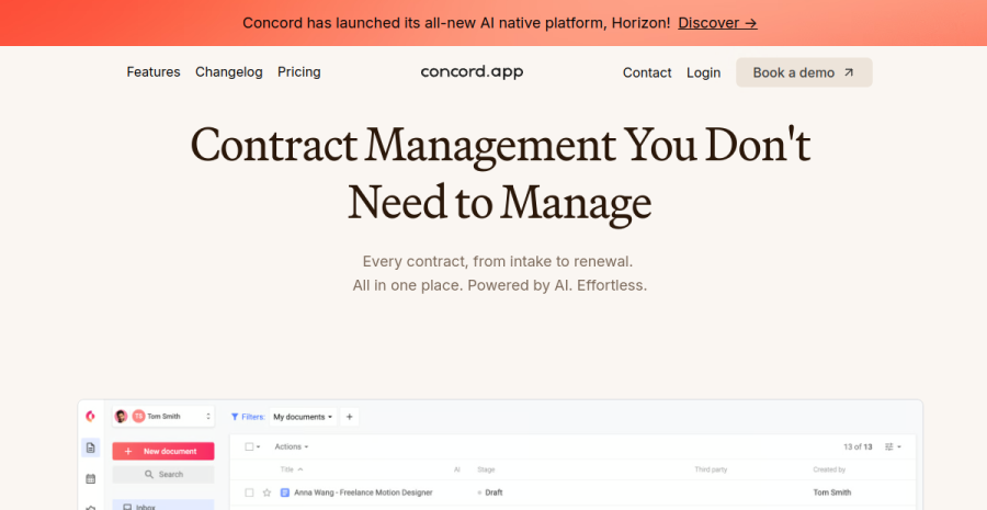 Concord website screenshot