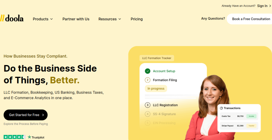 doola website screenshot