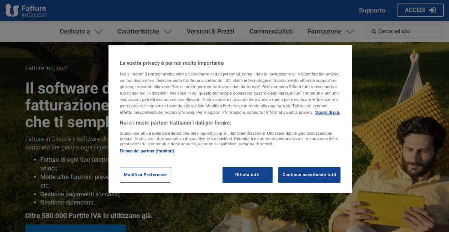 Fatture in Cloud website screenshot