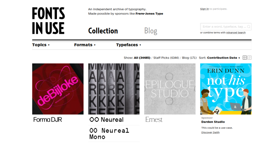Fonts In Use 메인 화면