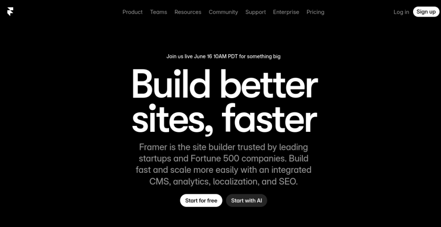 Framer AI website screenshot