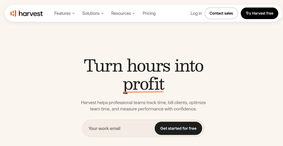 Harvest website screenshot