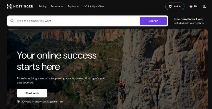 Hostinger AI Website Builder website screenshot