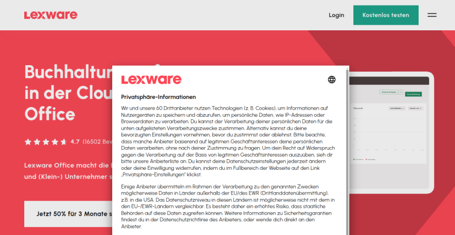 lexoffice (Lexware Office) website screenshot