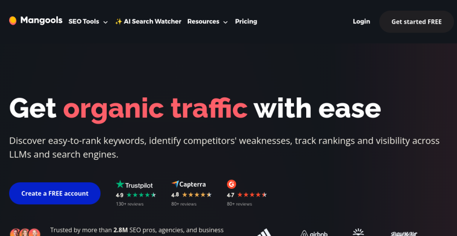 Mangools (KWFinder) website screenshot