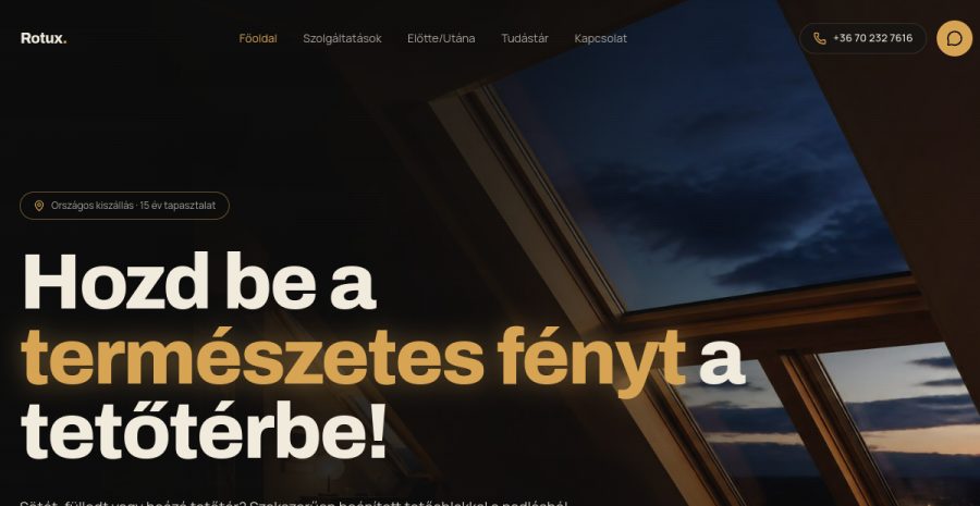 ROTUX weboldal előnézete