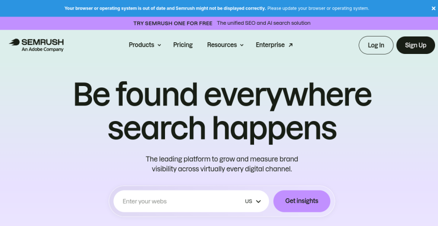 Semrush website screenshot