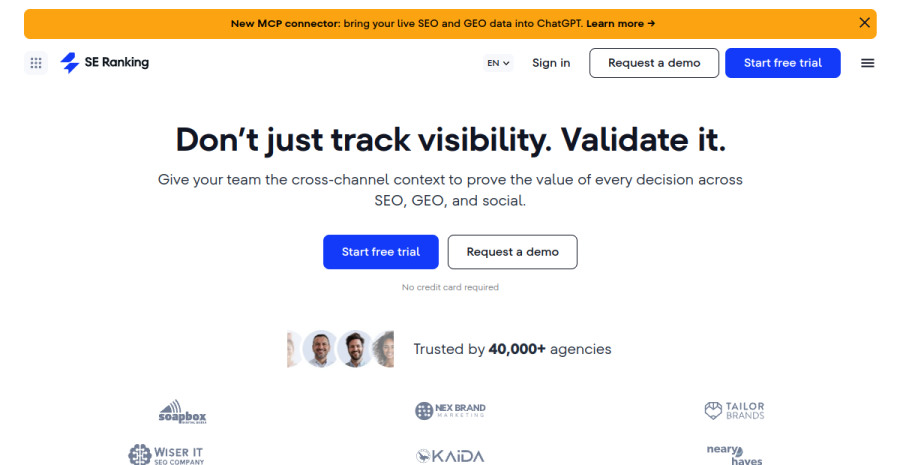 SE Ranking website screenshot