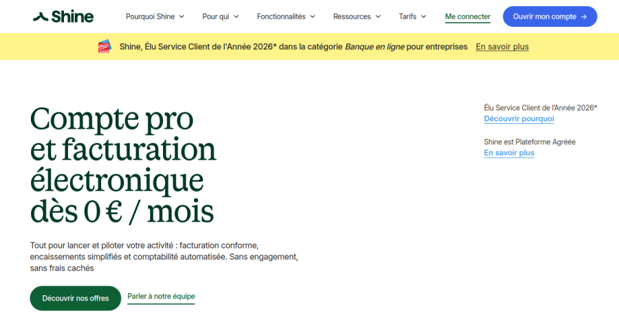 Shine website screenshot