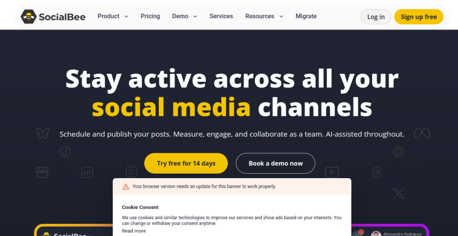 SocialBee website screenshot
