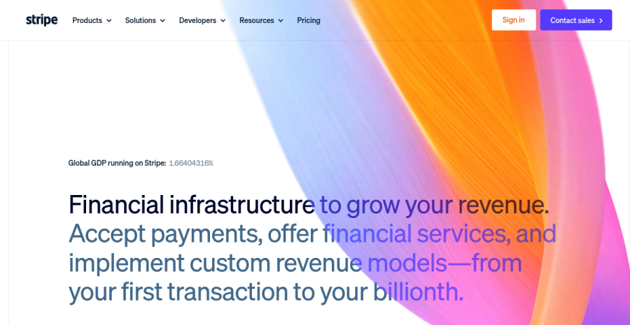 Stripe website screenshot