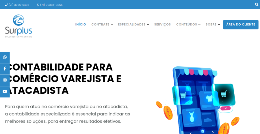 Captura do site surpluscontabilidade.com.br