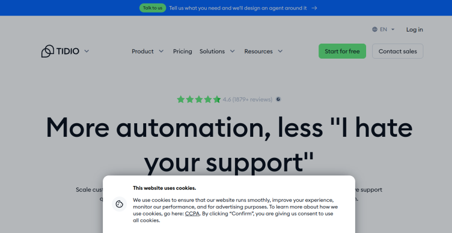 Tidio website screenshot