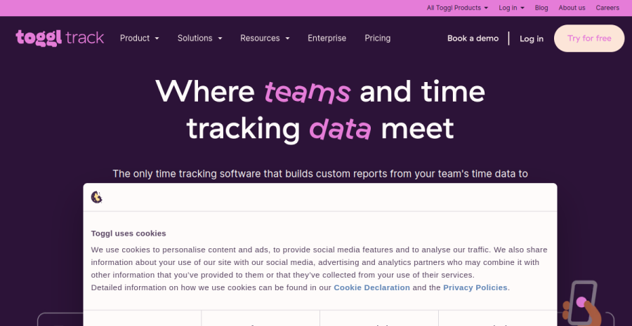Toggl Track website screenshot