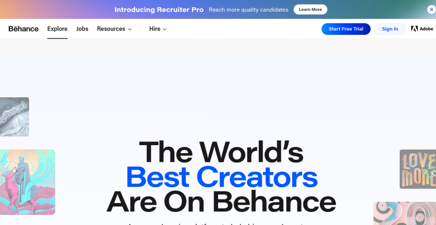 Behance 메인 화면