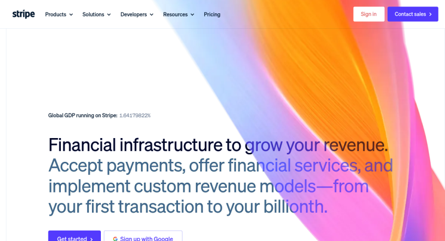 Stripe homepage screenshot