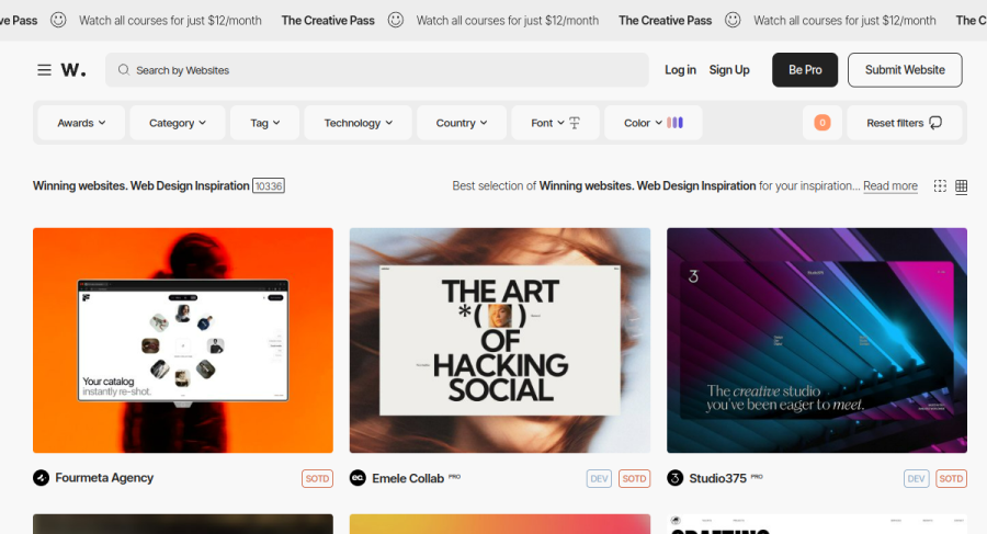Awwwards websites screenshot